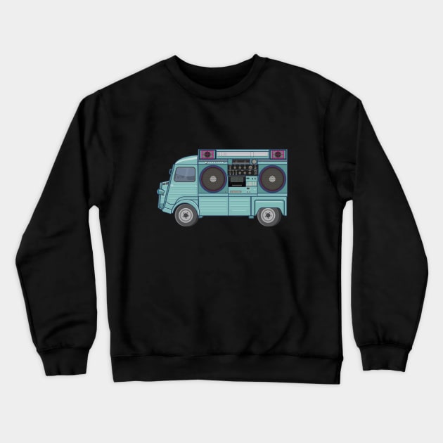 Citroen HY - Boombox Van- Huge Ghettoblaster on a Classic Van Crewneck Sweatshirt by Boogosh